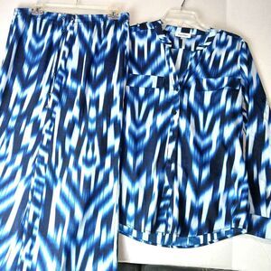 Calvin Klein Size Small Top & Pants Set , Womens Abstacts Blue Light Weight Suit